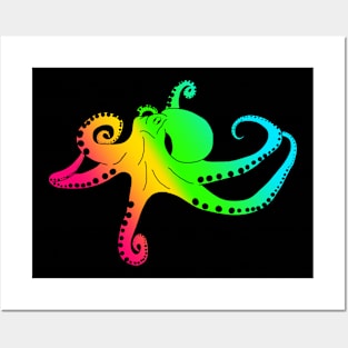 Octopus in rainbow colors Posters and Art